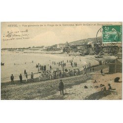 carte postale ancienne 34 SETE CETTE. Plage Corniche Mont St-Clair et Baraquettes 1910