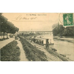 78 LE PECQ. Péniche Lavoir sur Quai de Seine 1916