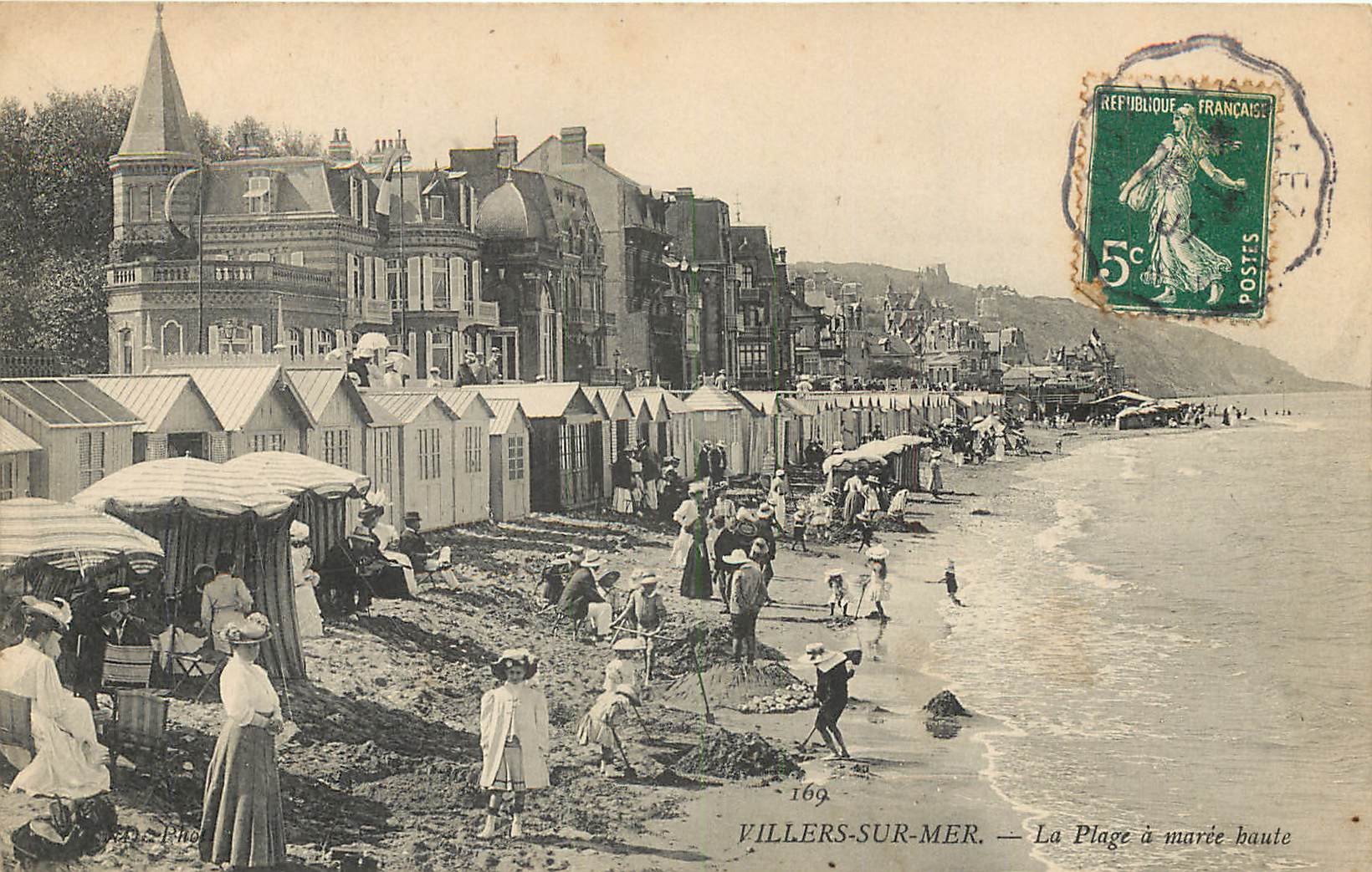 Villers sur Mer - S11-027 Villers sur Mer - La Digue à marée basse - Voyagé en 1906 - Beau plan
