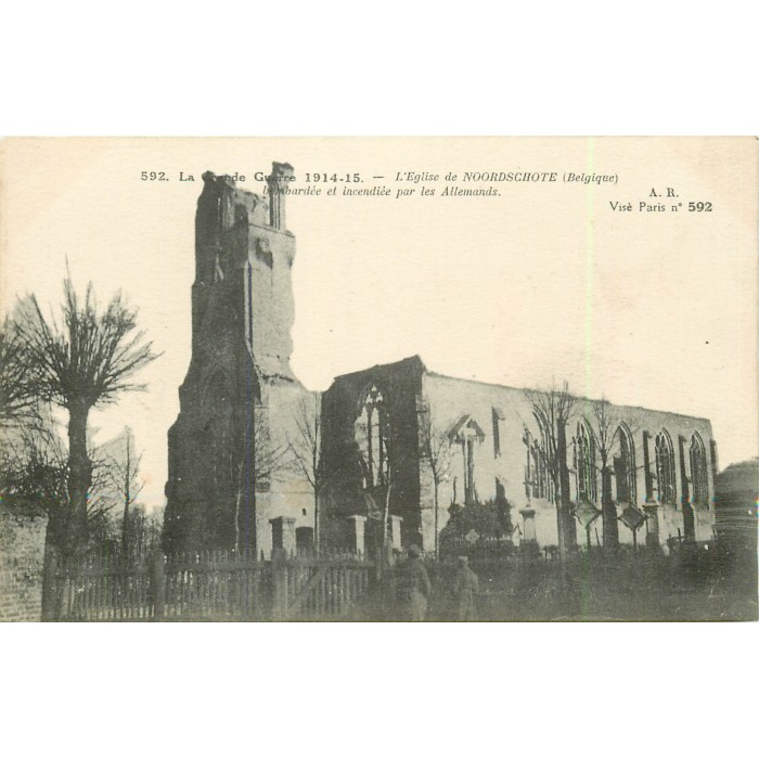 Photo Vintage Strasbourg 1945 - Église Bombardée - Tirage Argentique Original 6x5.5cm