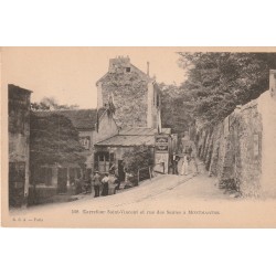 PARIS 18 Montmartre vers 1900. Café Carrefour Saint-Vincent et rue des Saules