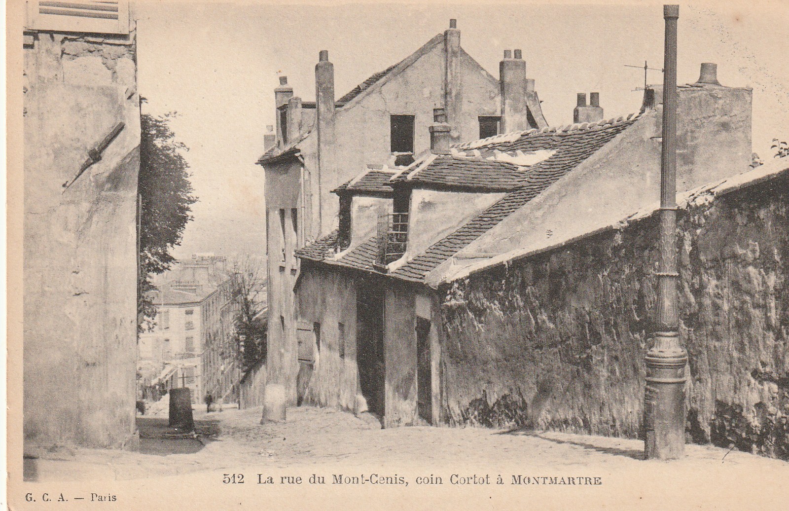 PARIS 18 Montmartre vers 1900. Rue du Mont-Cenis coin Cortot