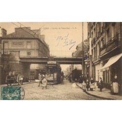 14 CAEN. Enfants, Tramway et commerces rue de Vaucelles 1907