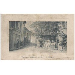 carte postale ancienne 34 VILLENEUNE-LES-BEZIERS. Place du Marché 1912 ( gros défaut )...