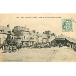 35 SAINT-MEEN. Marché aux Bestiaux sur la Place vers 1907