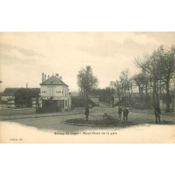 94 BOISSY-SAINT-LEGER. Café Tabac Rond-Point de la Gare avec Cantonniers