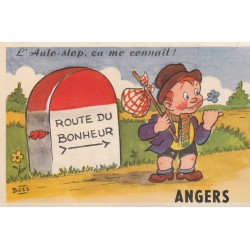 49 ANGERS. L'Auto-stop, carte dépliant 10 mini-vues 1951 par Bozz