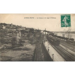 91 ATHIS-MONS Coteau et train sur la ligne d'Orléans 1911