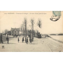 45 ORLEANS. Tramways de Sologne le Train d'Isdes quitte la Gare 1916