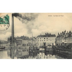 59 LILLE. Usine et Péniches Quais du Vault 1910