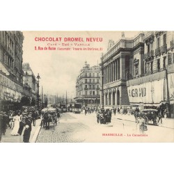 13 MARSEILLE. Café du Commerce sur la Cannebière, Publicité chocolat Dromel Neveu