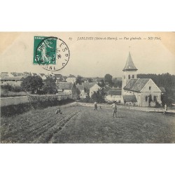 77 JABLINES. Vue générale et enfants dans les Champs 1910
