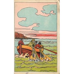 02 CHEVREGNY-PAR-URCEL. Pêcheurs en barque tirant leurs filets 1931