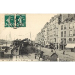 44 NANTES. Quai de la Fosse Train dans la Gare de la Bourse 1910