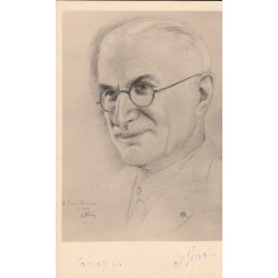 Carte RARE Portrait d'un certain "Carcomino" Signé et envoyée par DE HERAIN 1954