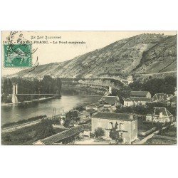 carte postale ancienne 46 CASTELFRANC. Pont suspendu 1909