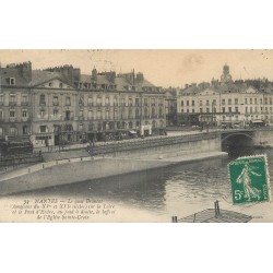 44 NANTES. Quai Brancas, Pont d'Erdre, Beffroi et Eglise Sainte-Croix 1916