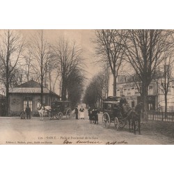 72 SABLE. Café restaurant Savaux et Hôtel des Voyageurs Place et Boulevard de la Gare 1904