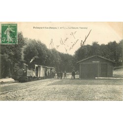 35 PAIMPONT LES FORGES. La Gare du Tramway avec locomotive à vapeur 1913