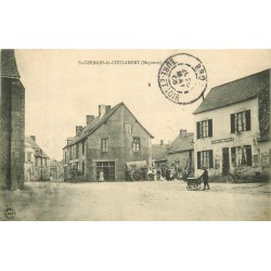 53 SAINT GERMAIN DE COULAMERT. La Place 1906 Triporteur Caiffa devant le Café Carre Peard et Hôtel