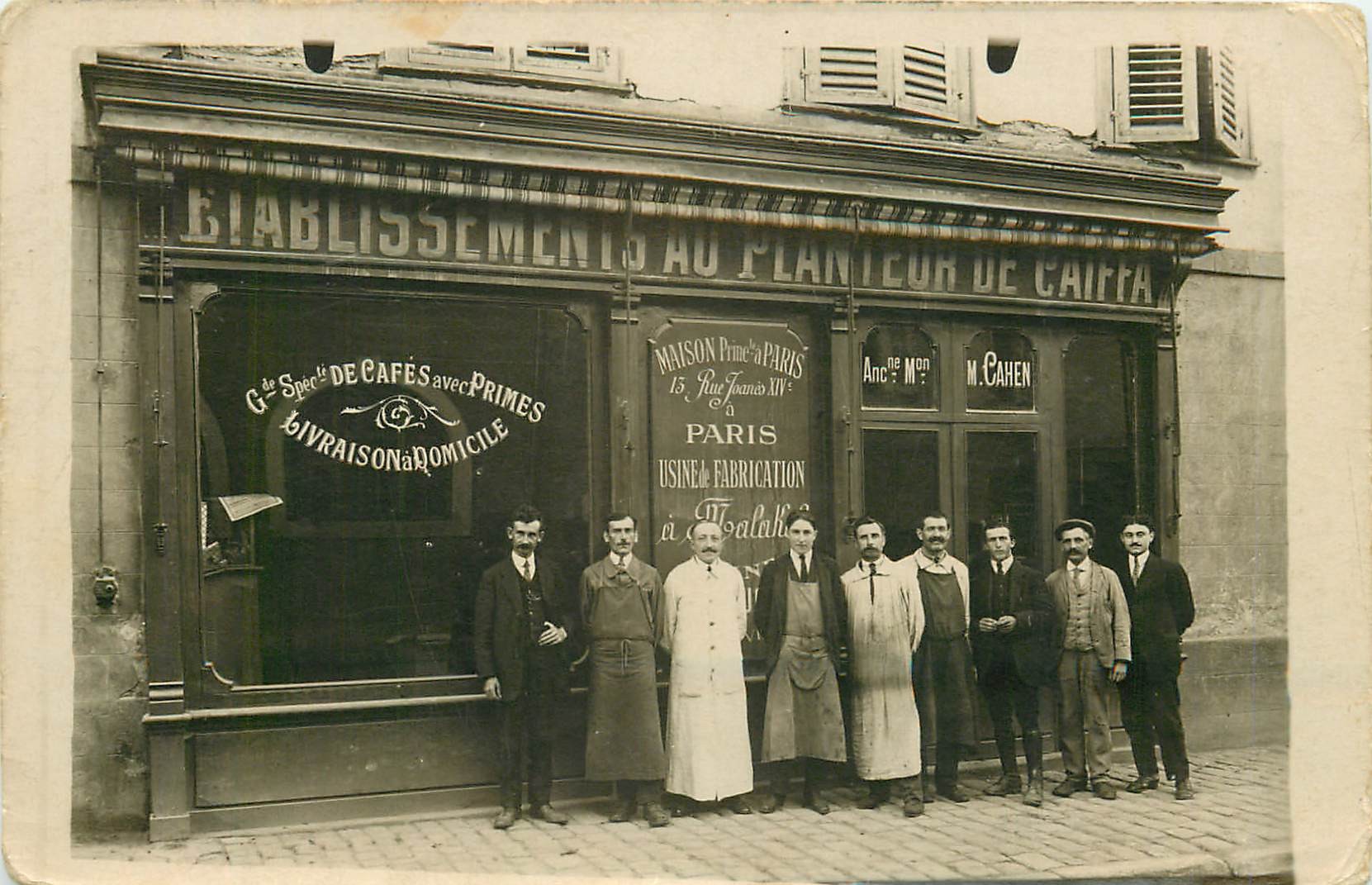 PARIS 14. Au Planteur de Caïffa maison Cahen 13 rue Joanes. Photo Carte Postale ancienne