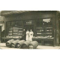 92 LEVALLOIS-PERRET. Comptoir Alimentation Générale BLEU au 23 rue Cavé. Photo carte postale rare