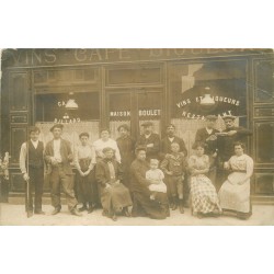 92 COURBEVOIE. Billard Vins Café Boulet 41 rue Louis Blanc. Rare Photo Carte postale