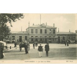 2 x cpa 22 SAINT-BRIEUC. La Gare de l'Etat et Train sur Viaduc de Souzin 1912