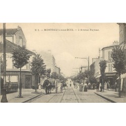 93 MONTREUIL-SOUS-BOIS. Attelage devant le Restaurant et Tabac Avenue Pasteur 1906