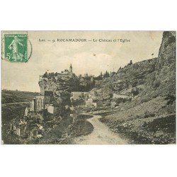 carte postale ancienne 46 ROCAMADOUR. Château et Eglise 1921