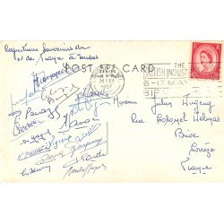 Sports Carte 1957 signée par tous les Joueurs de RUGBY du XV de France. Match ANGLETERRE-FRANCE
