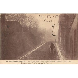 PARIS 18° MONTMARTRE. Un Porteur d'eau rue des Saules en 1899 sous le brouillard 1905