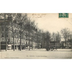 35 RENNES. Attelage fiacre Place de Bretagne 1909