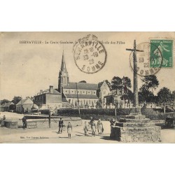 80 BERNAVILLE. La Croix Gauloise, Cimetière et Ecole des Filles 1923