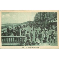 3 cpa 14 CABOURG. Digue 1933, Normandy Hôtel 1931 et Le Bonne Franquette