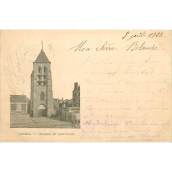 2 cpa 91 CORBEIL. Clocher Saint-Spire et le Pont 1900