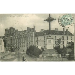 4 cpa 35 RENNES. Croix Mission, Thabor Colonne Eglise, Place Bretagne et du Palais rue Bourbon