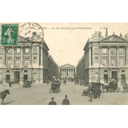 PROMO 2 cpa 75 PARIS. La Madeleine rue Royal et la Bourse 1908