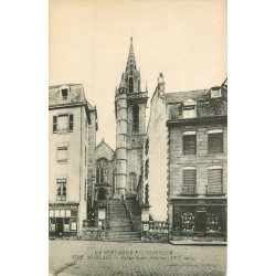 PROMO 2 cpa 29 MORLAIX. Eglise Sainte-Melaine, Coiffeur et Viaduc sur Bassin 1902