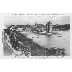 PROMO 2 cpa 35 SAINT-SERVAN. Cale, Tour Solidor et Jeune Breton 1909