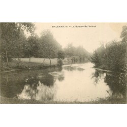 2 cpa 45 ORLEANS. Source du Loiret et Pont vers 1900