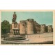 2 cpa 49 ANGERS. Eglise Trinité vers 1900 et Statue Roi René Château