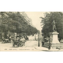 PARIS 17° Fiacre et Omnibus hippomobile boulevard Malesherbe 1910