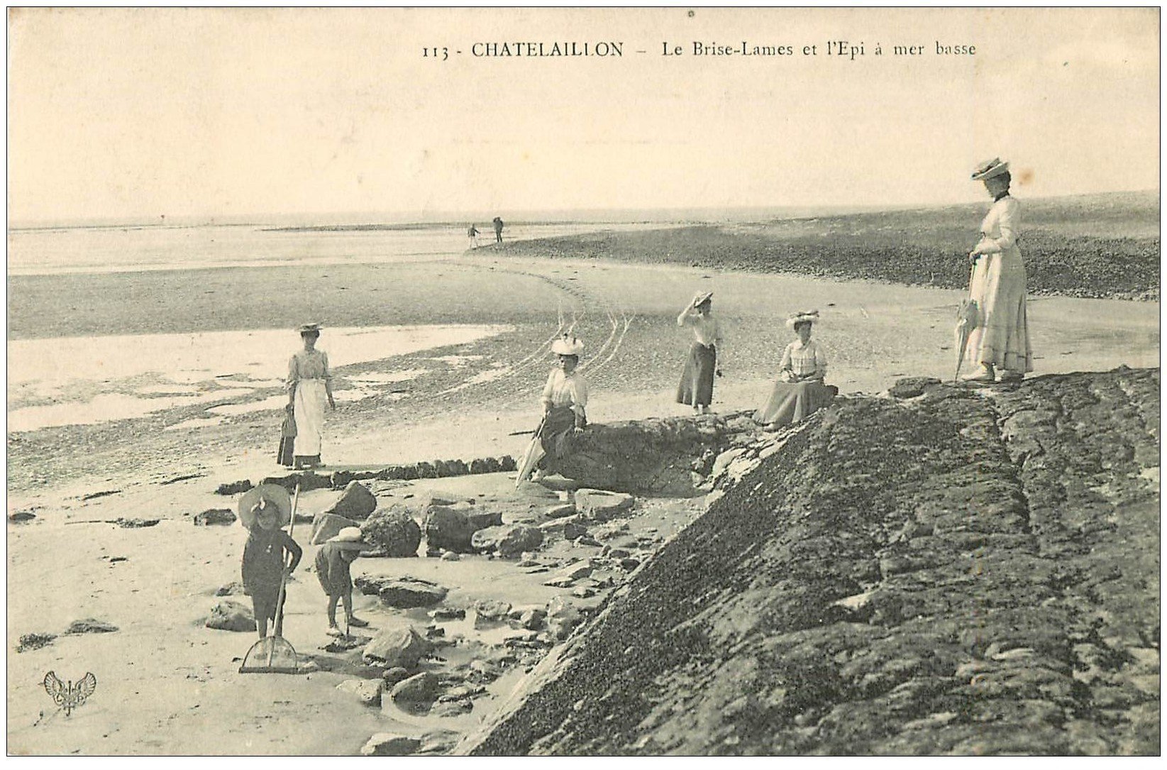 carte postale ancienne 17 CHATELAILLON. Brise-Lames et l'Epi 1907