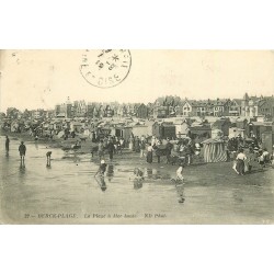 62 BERCK-PLAGE. La Plage avec ses cabines de bains roulantes 1912