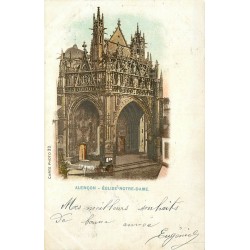 61 ALENCON. Fiacre devant l'Eglise Notre-Dame 1901