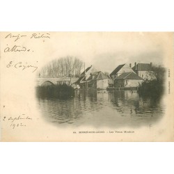 2 cpa 77 MORET-SUR-LOING. Les Vieux Moulins et vue du Fleuve 1902