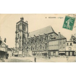 2 cpa 51 SEZANNE. Eglise et vue de la Ville 1911