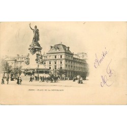 2 cpa PARIS 10° Place de la République et rue Turbigo 1902