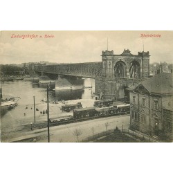 RHEINBRÜCKE. Ludwigshafen Rhein 1909 avec Train